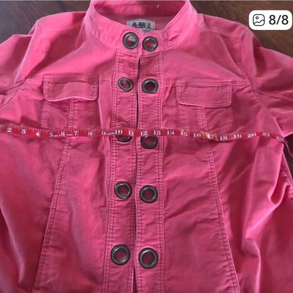 AMX Size 1X coral/pink corduroy jacket-hook and eye closure with grommets. - Picture 9 of 14